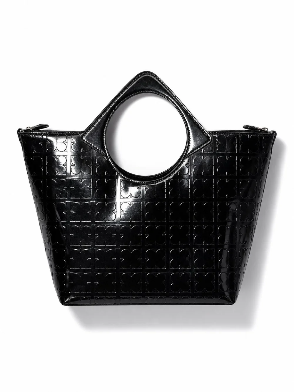 Vintage Liz Claiborne Black Patent Monogram Tote With Yellow Interior Y2K Style